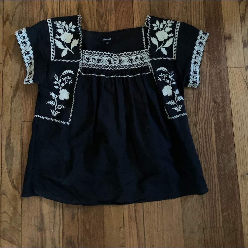 Madewell embroidered peasant top so s
